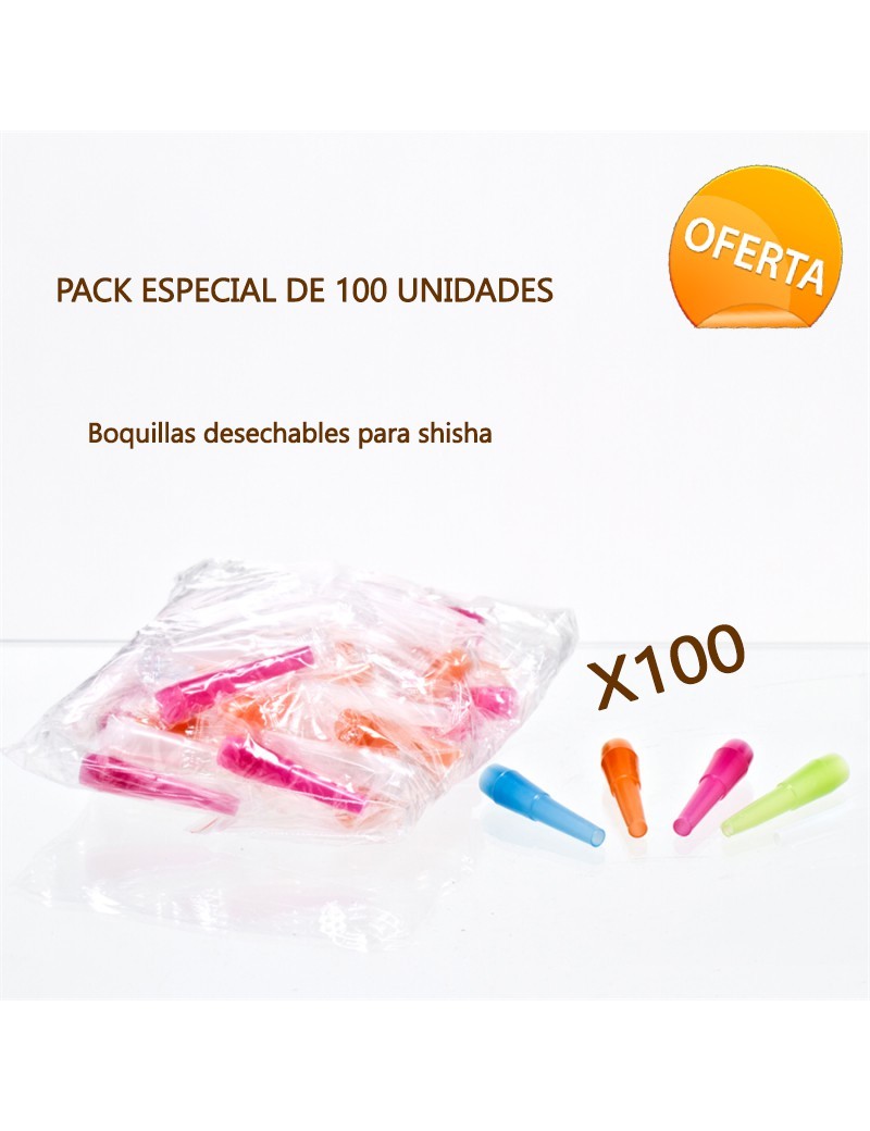 Pack de 100 Boquillas de Plástico para Shisha